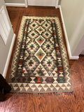 Afghan handwoven medium runner area rug / carpet 6.4 x 3.3 FT flatweave 100% wool قالین گلم افغانی اصیل
