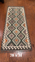 Afghan handwoven tribal runner rug / carpet 6 x 3 FT flatweave 100% wool قالین گلم افغانی اصیل