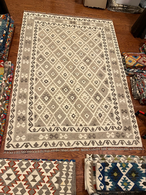 Afghan handwoven tribal living room rug / carpet 10 x 7 FT flatweave 100% wool قالین گلم افغانی اصیل