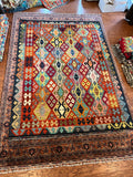 Afghan handwoven tribal living room rug / carpet 10 x 7 FT flatweave 100% wool قالین گلم افغانی اصیل