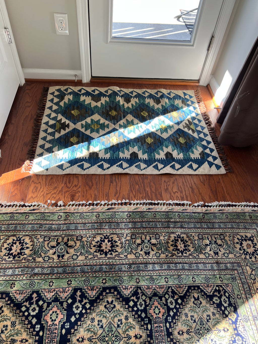 Afghan handwoven small area rug / carpet 3.5x 2.5 FT flatweave 100% wool قالین گلم افغانی اصیل
