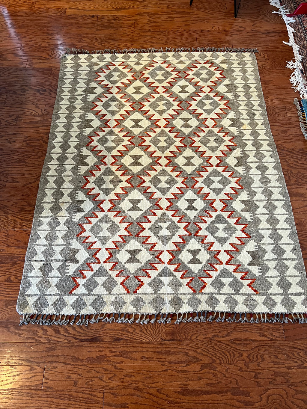 Afghan handwoven small area rug / carpet 5x 4 FT flatweave 100% wool قالین گلم افغانی اصیل