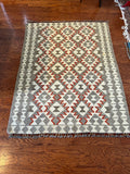 Afghan handwoven small area rug / carpet 5x 4 FT flatweave 100% wool قالین گلم افغانی اصیل