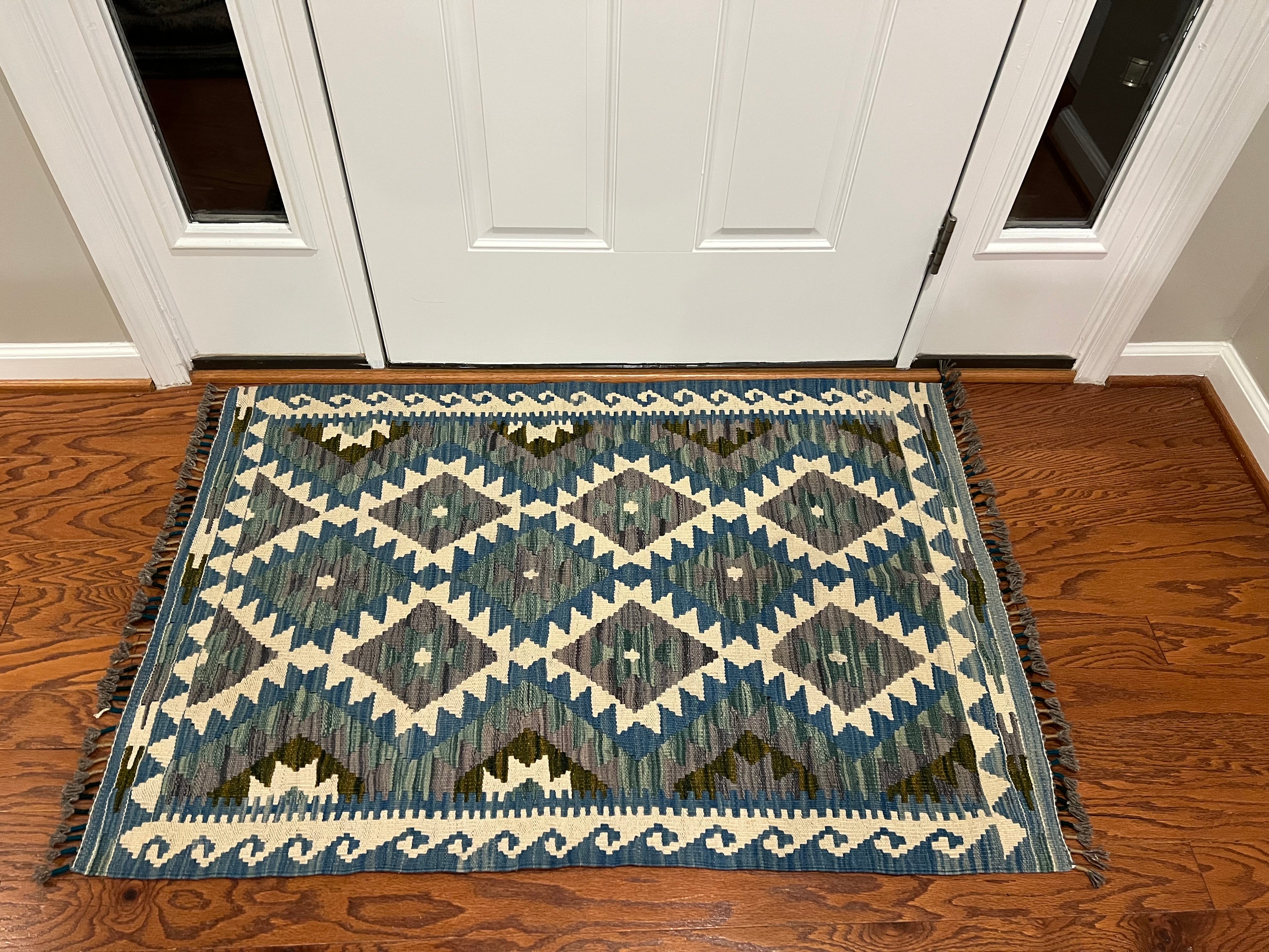 Afghan handwoven small area rug / carpet 4.1x 2.9 FT flatweave 100% wool قالین گلم افغانی اصیل