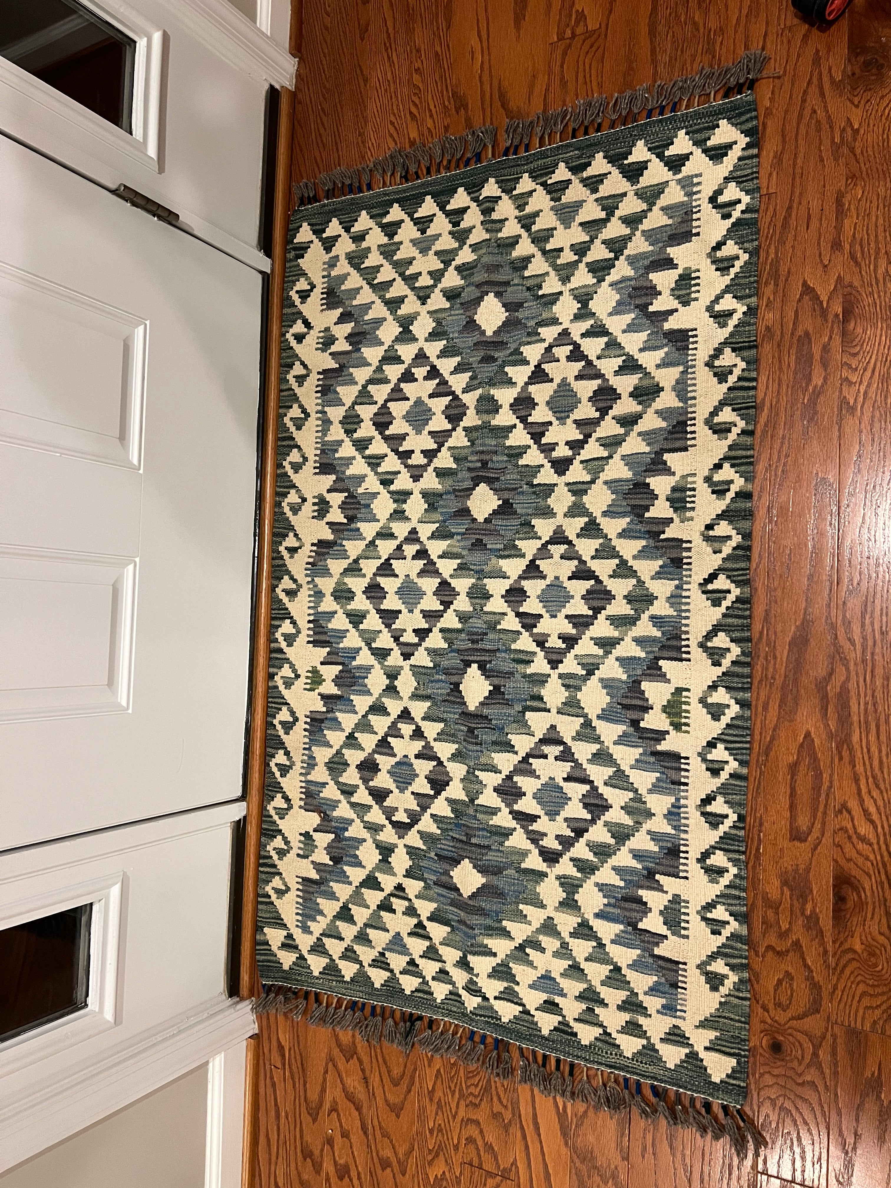 Afghan handwoven small area rug / carpet 4.4x 2.8 FT flatweave 100% wool قالین گلم افغانی اصیل