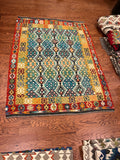 Afghan handwoven medium area rug / carpet 6.9x 5 FT flatweave 100% wool قالین گلم افغانی اصیل