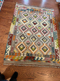 Afghan handwoven medium area rug / carpet 6.9x 5 FT flatweave 100% wool قالین گلم افغانی اصیل