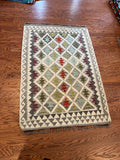 Afghan handwoven medium area rug / carpet 5 x 3.7 FT flatweave 100% wool قالین گلم افغانی اصیل