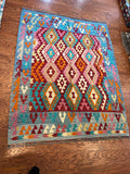 Afghan handwoven medium area rug / carpet 6.5 x 5.4 FT flatweave 100% wool قالین گلم افغانی اصیل