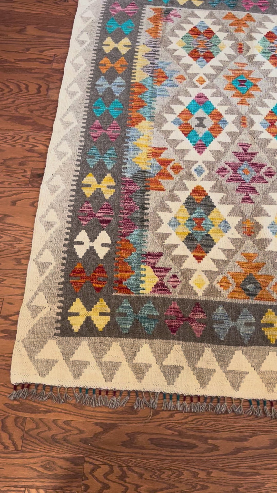 Afghan handwoven medium area rug / carpet 6.5 x 5 FT flatweave 100% wool قالین گلم افغانی اصیل