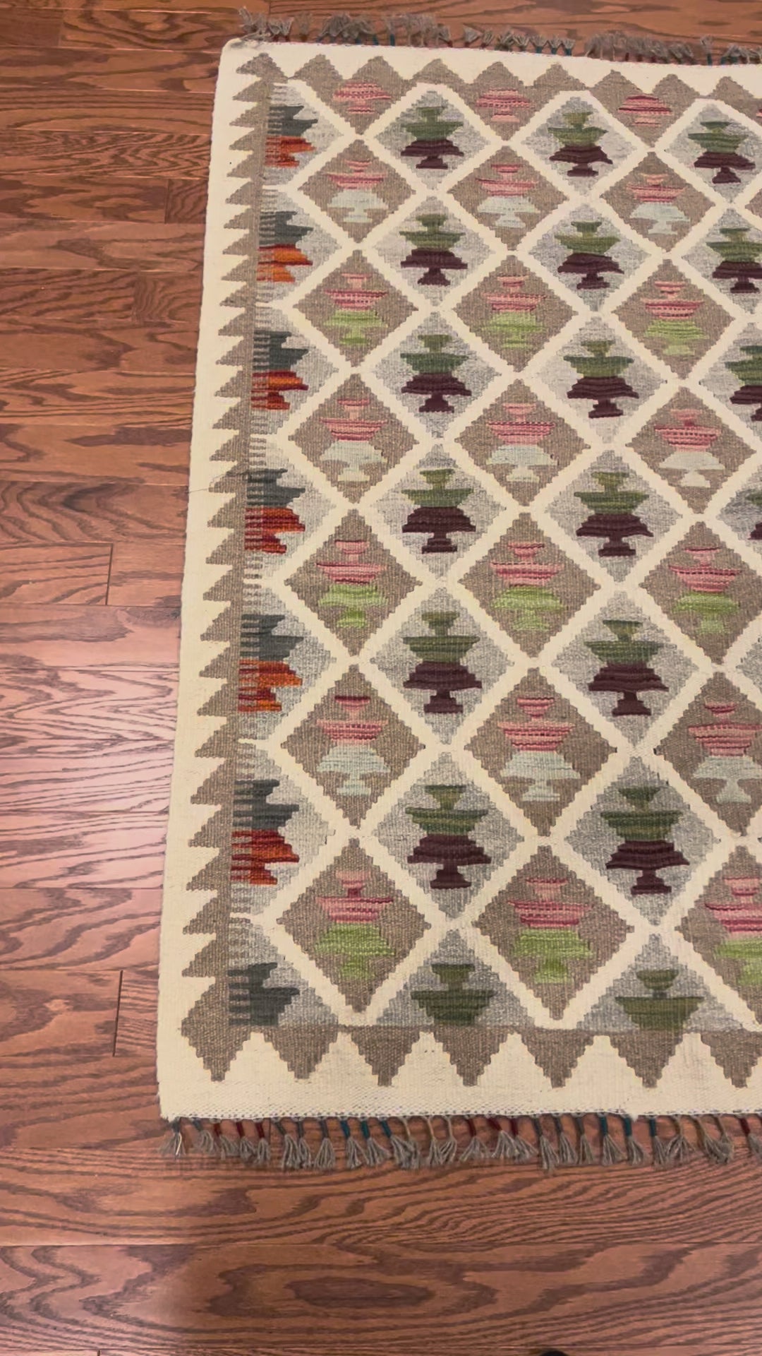 Afghan handwoven medium area rug / carpet 5 x 3.6 FT flatweave 100% wool قالین گلم افغانی اصیل