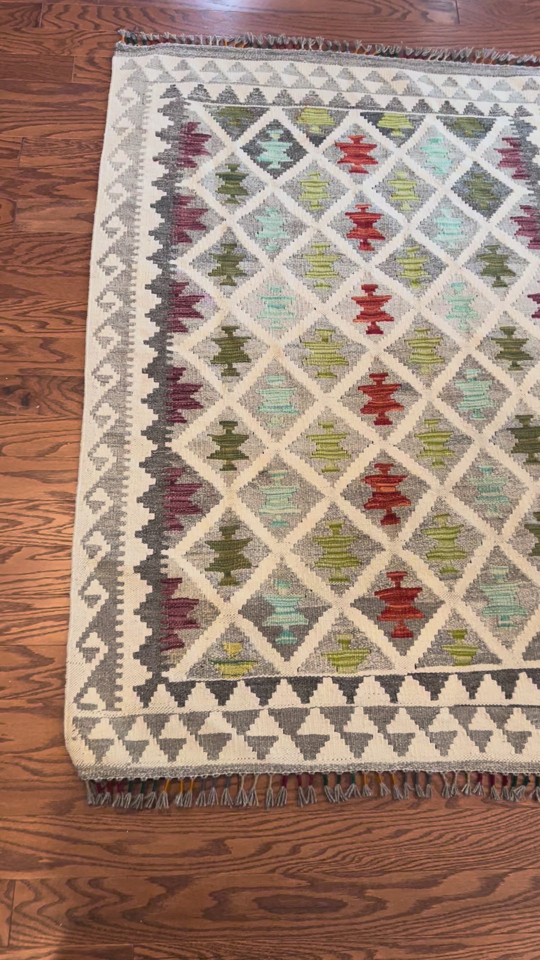 Afghan handwoven medium area rug / carpet 5 x 3.7 FT flatweave 100% wool قالین گلم افغانی اصیل