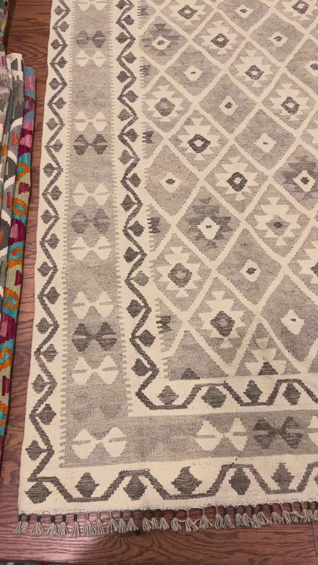 Afghan handwoven tribal living room rug / carpet 10 x 7 FT flatweave 100% wool قالین گلم افغانی اصیل