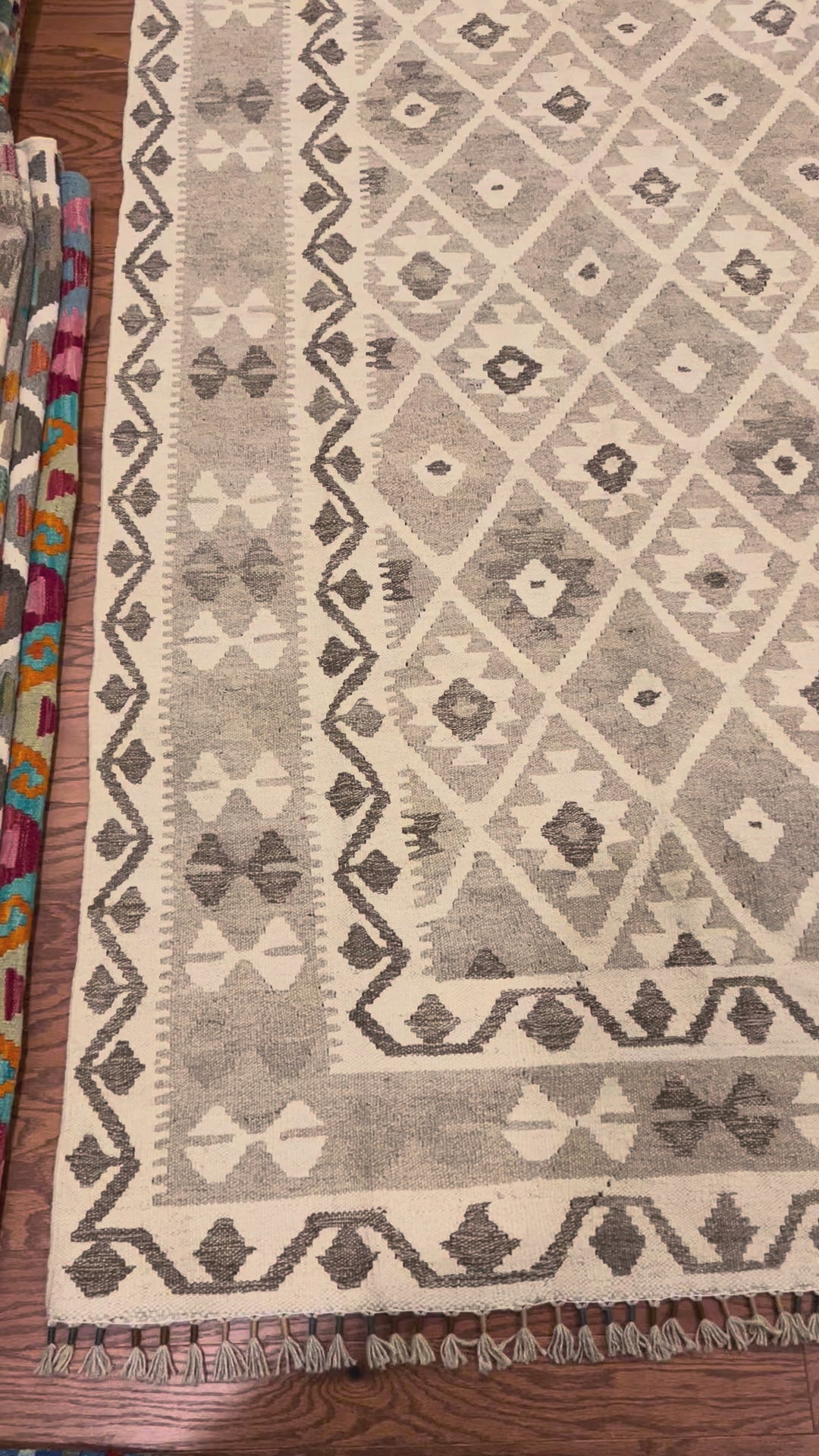 Afghan handwoven tribal living room rug / carpet 10 x 7 FT flatweave 100% wool قالین گلم افغانی اصیل