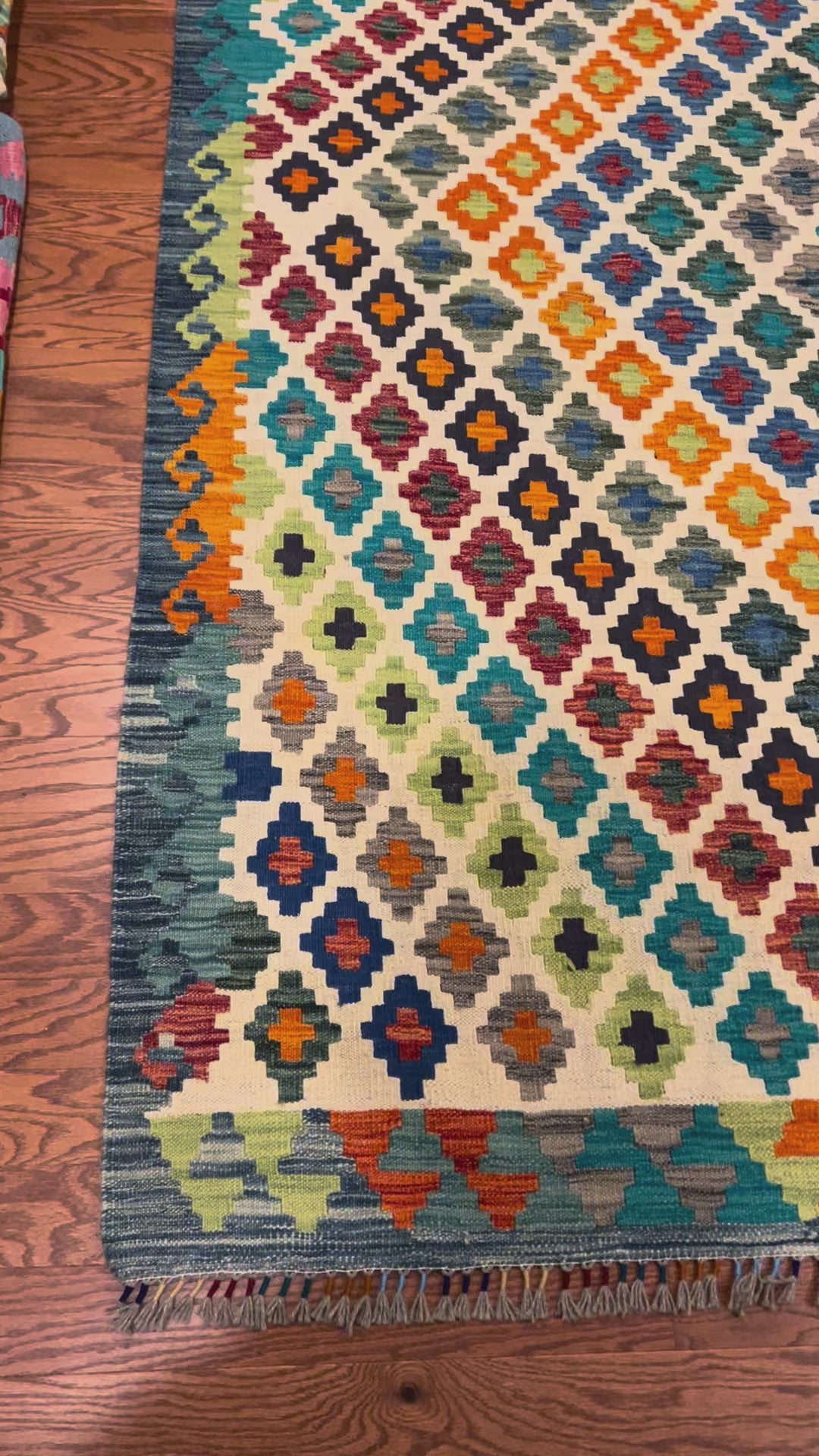 Afghan handwoven medium area rug / carpet 7x 6 FT flatweave 100% wool قالین گلم افغانی اصیل