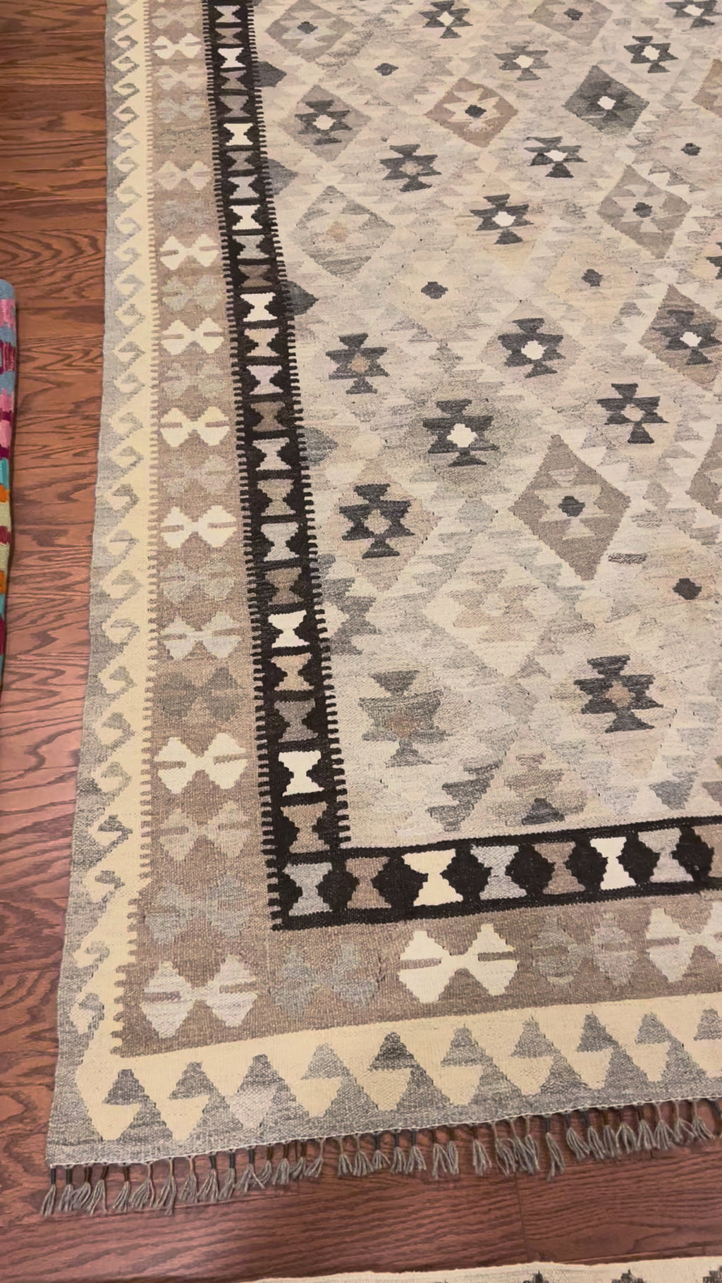 Afghan handwoven tribal living room rug / carpet 10 x 7 FT flatweave 100% wool قالین گلم افغانی اصیل