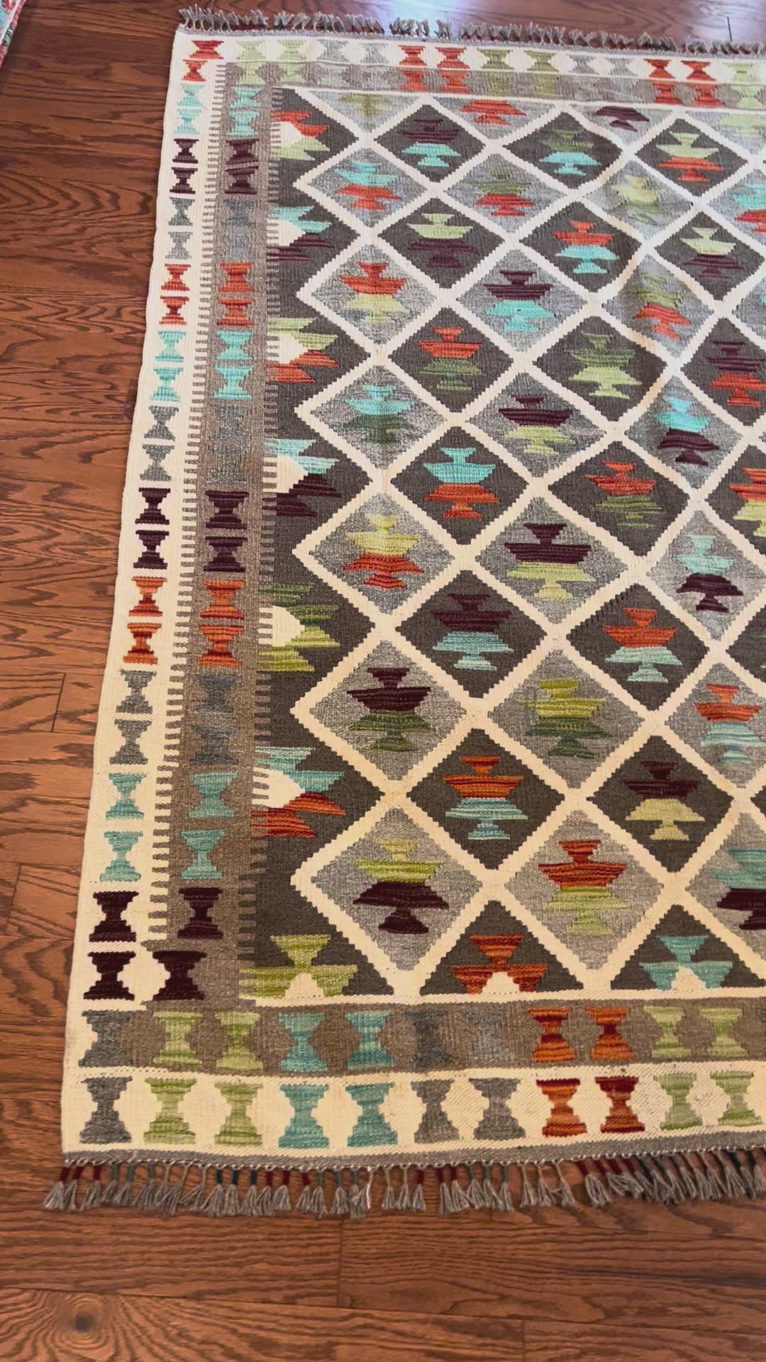 Afghan handwoven medium area rug / carpet 6.5 x 5.2 FT flatweave 100% wool قالین گلم افغانی اصیل