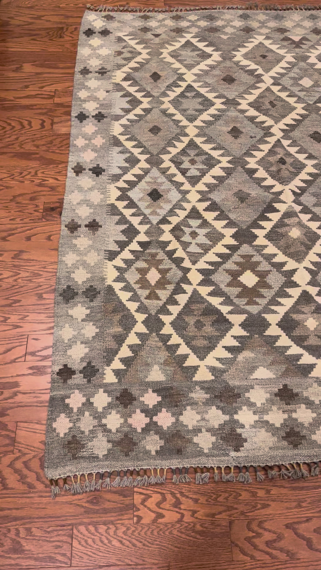 Afghan handwoven medium area rug / carpet 6.7 x 5.0 FT flatweave 100% wool قالین گلم افغانی اصیل