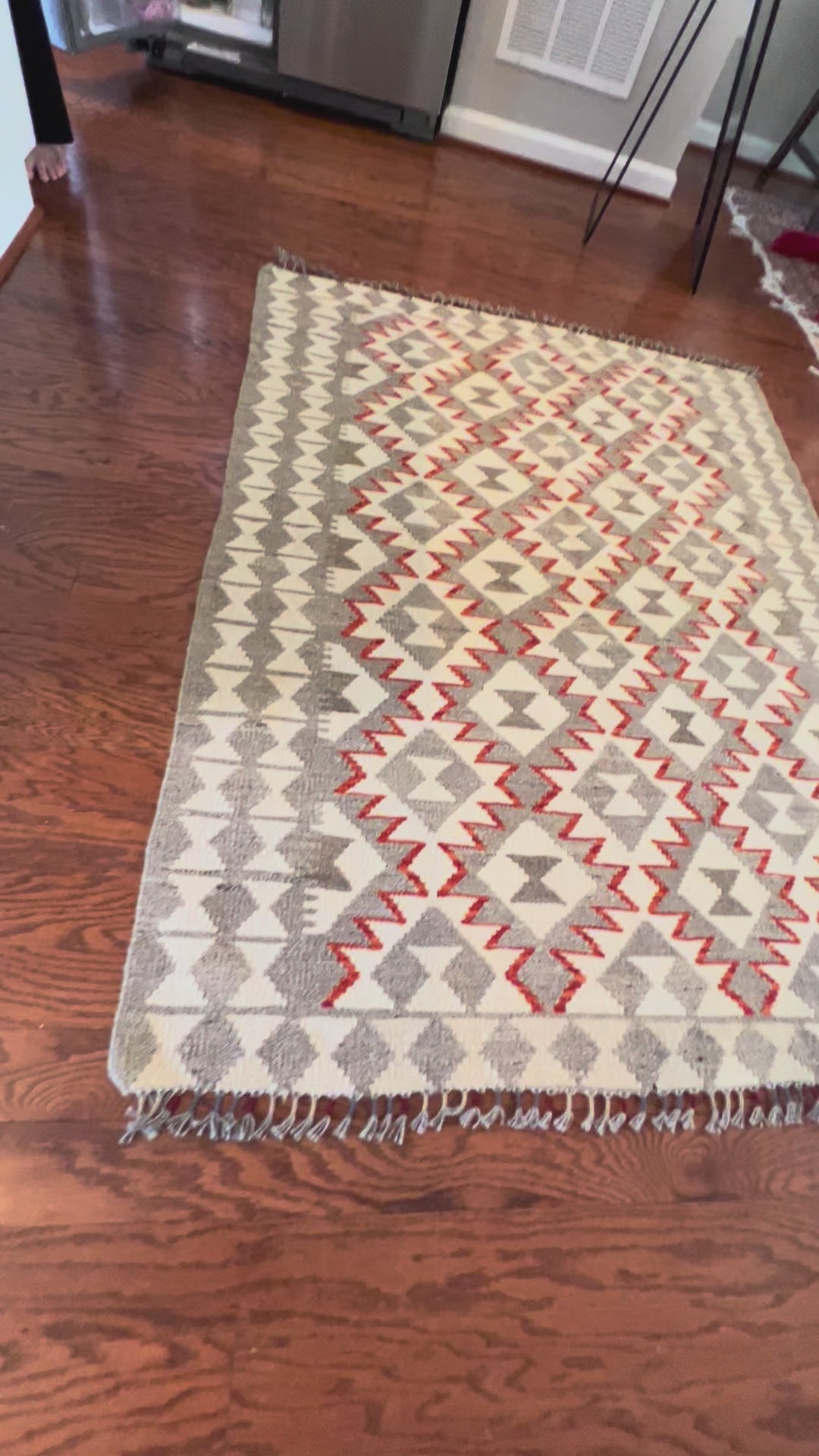 Afghan handwoven small area rug / carpet 5x 4 FT flatweave 100% wool قالین گلم افغانی اصیل