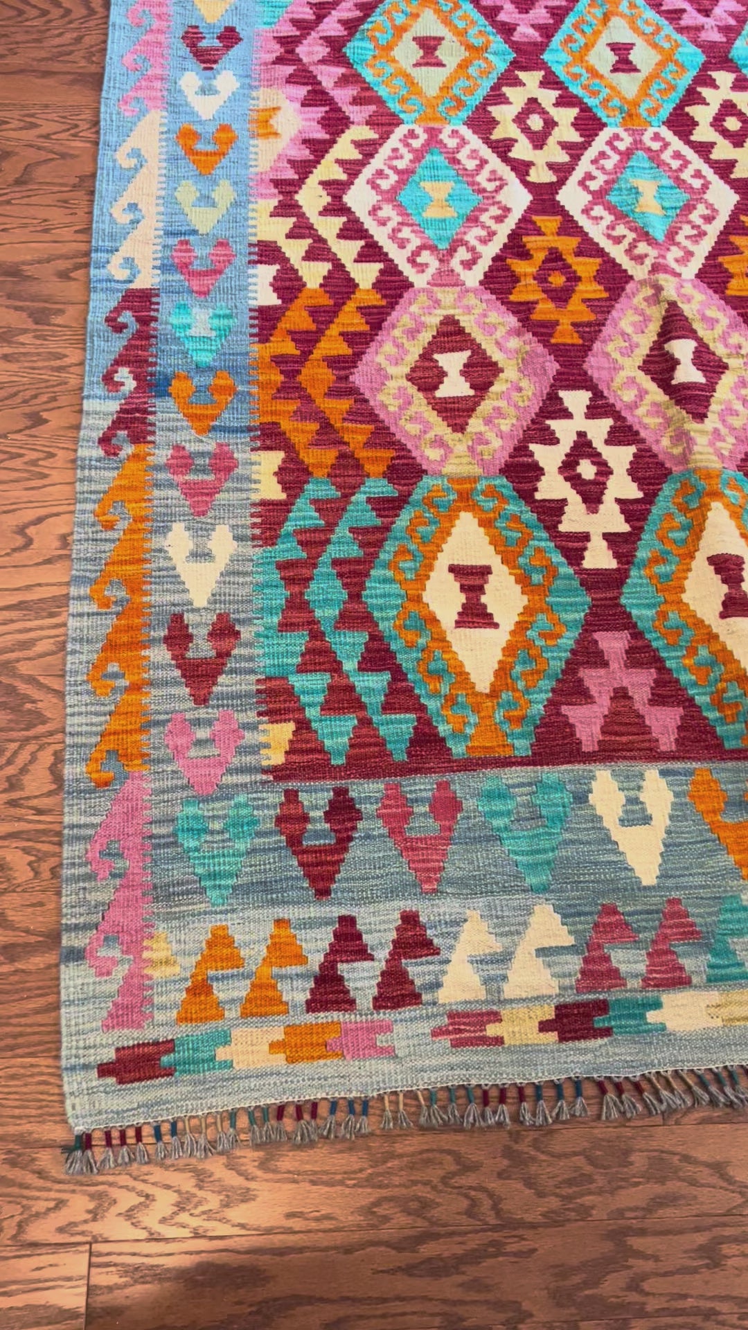 Afghan handwoven medium area rug / carpet 6.5 x 5.4 FT flatweave 100% wool قالین گلم افغانی اصیل
