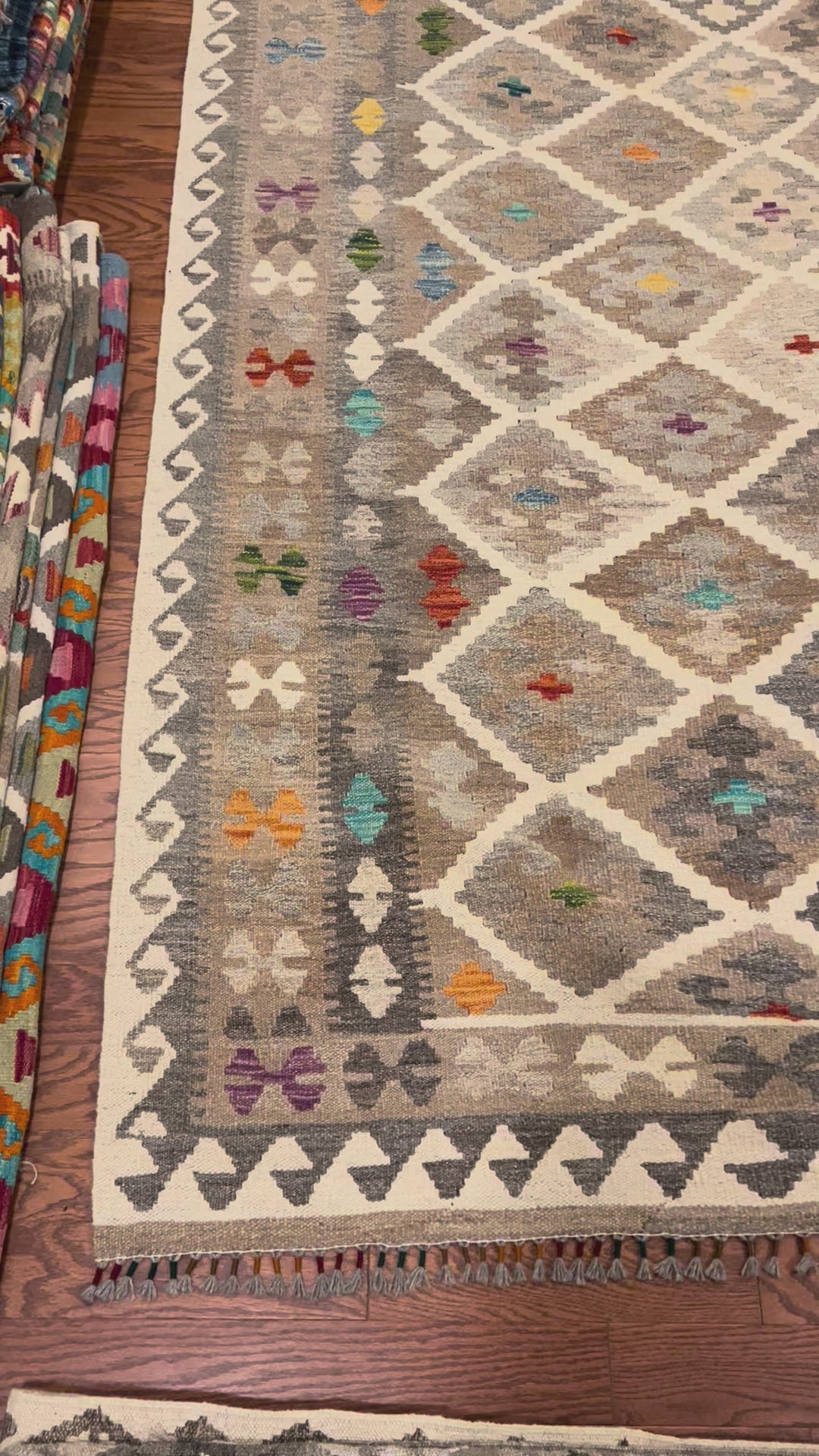 Afghan handwoven tribal living room rug / carpet 10 x 7 FT flatweave 100% wool قالین گلم افغانی اصیل