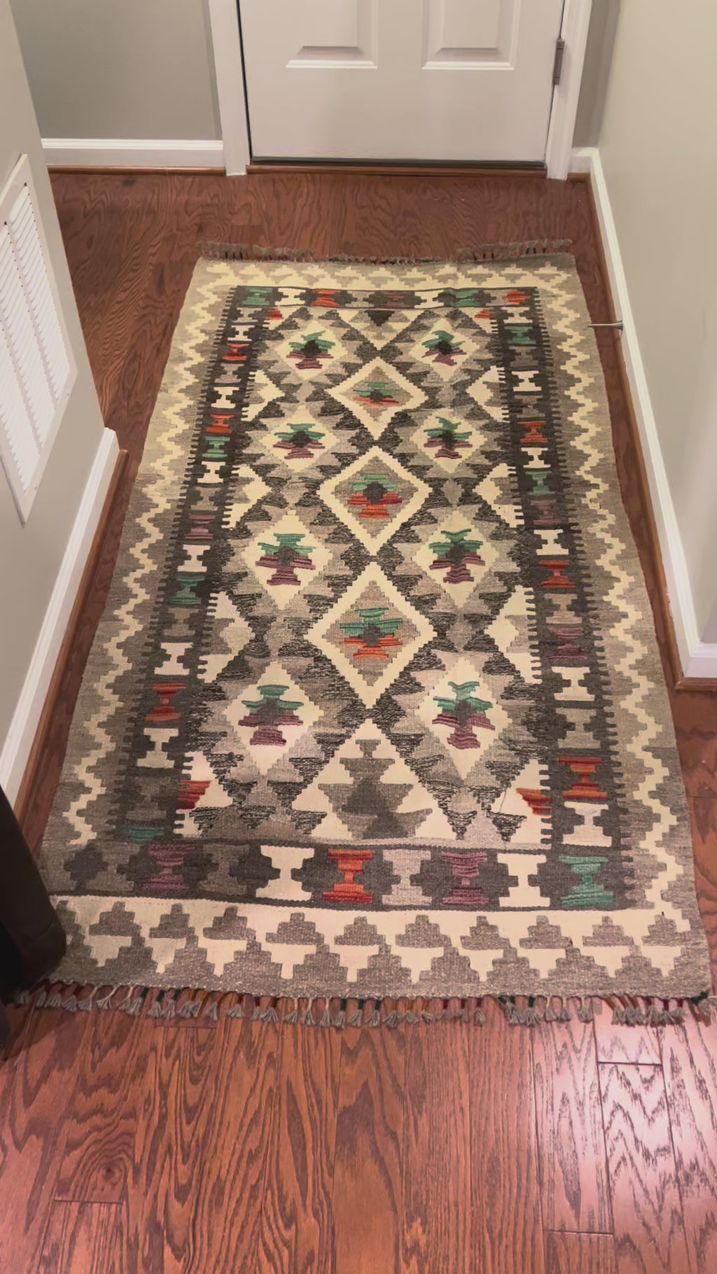 Afghan handwoven medium runner area rug / carpet 6.4 x 3.3 FT flatweave 100% wool قالین گلم افغانی اصیل