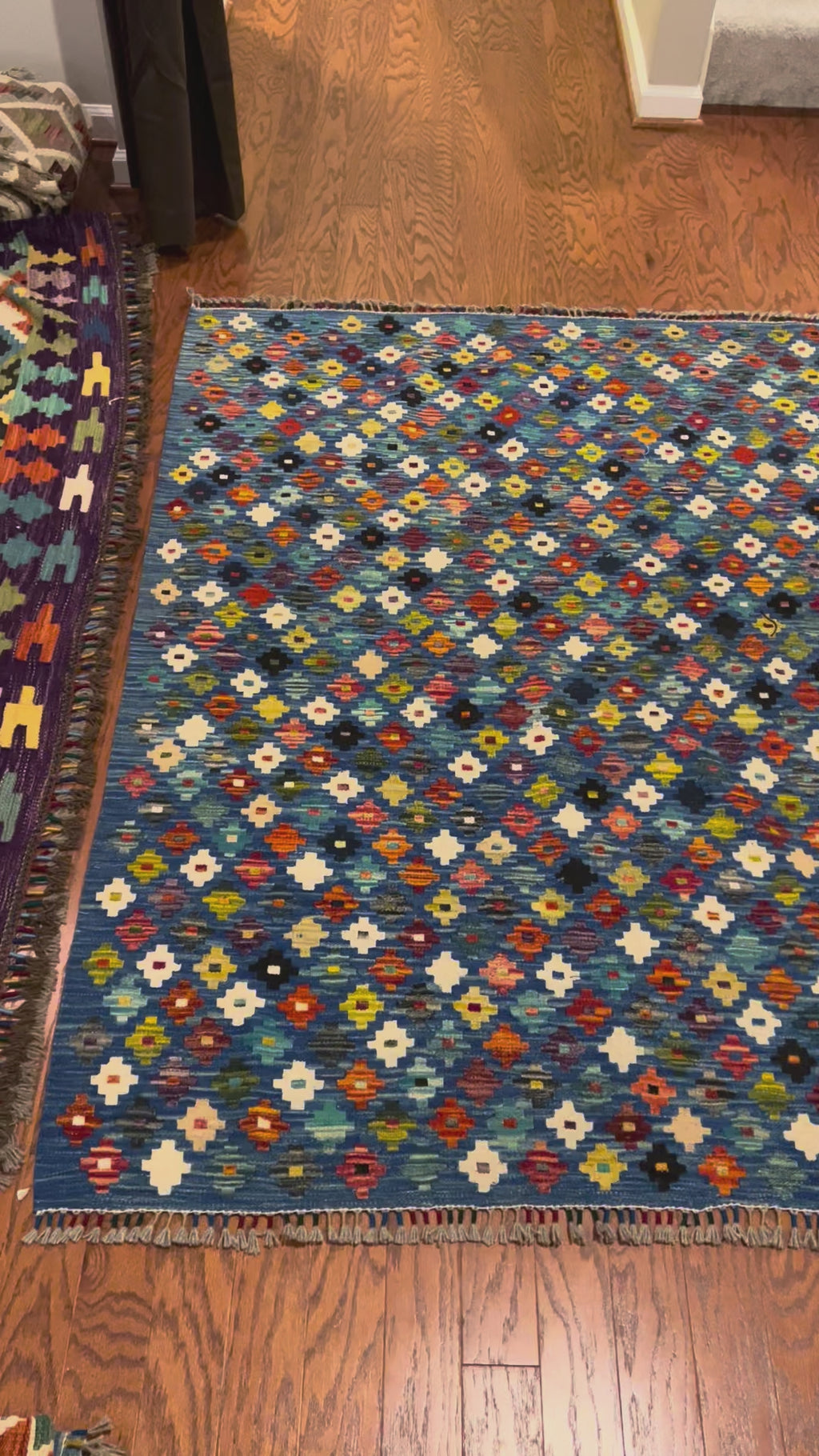 Afghan handwoven medium area rug / carpet 6x 4.4 FT flatweave 100% wool قالین گلم افغانی اصیل