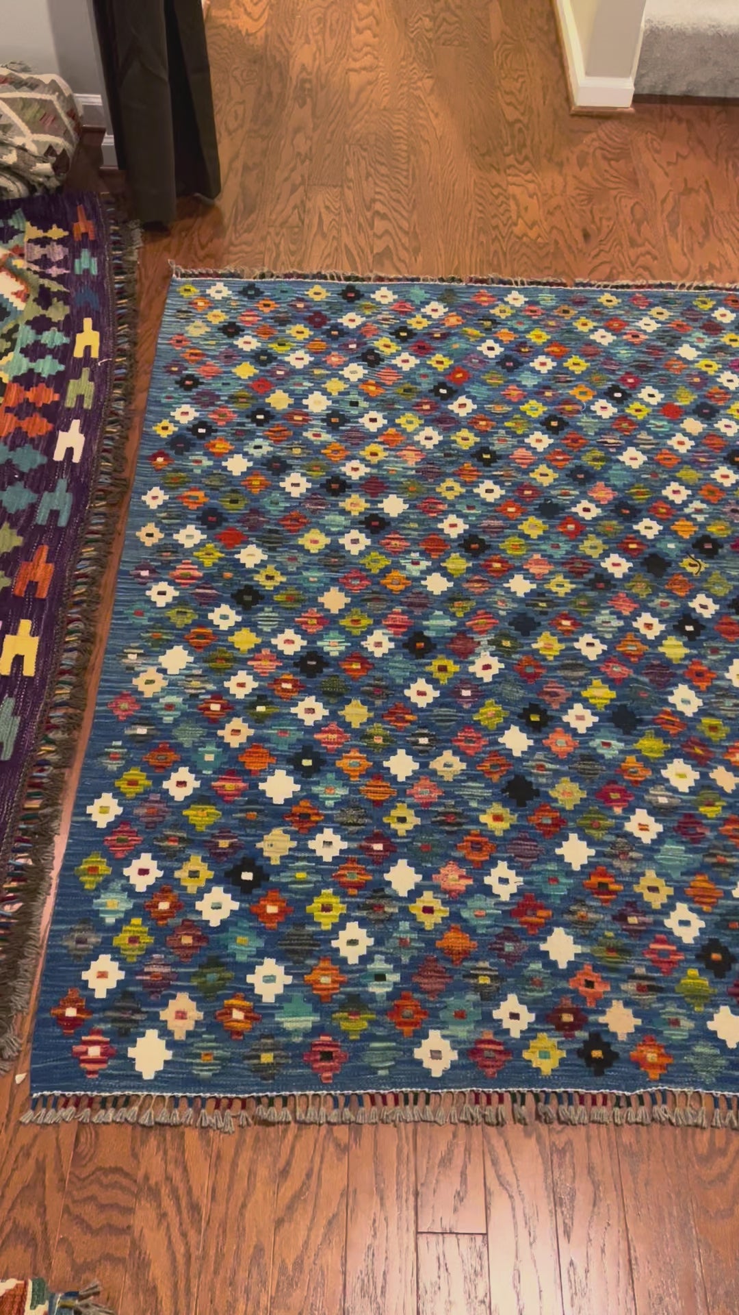 Afghan handwoven medium area rug / carpet 6x 4.4 FT flatweave 100% wool قالین گلم افغانی اصیل