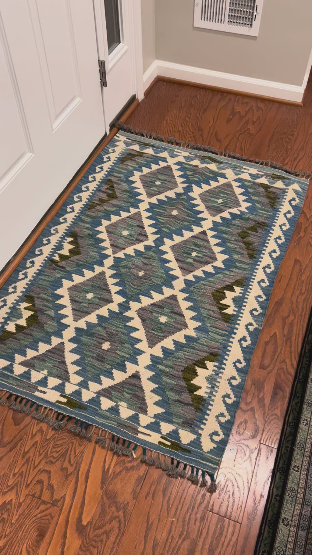 Afghan handwoven small area rug / carpet 4.1x 2.9 FT flatweave 100% wool قالین گلم افغانی اصیل