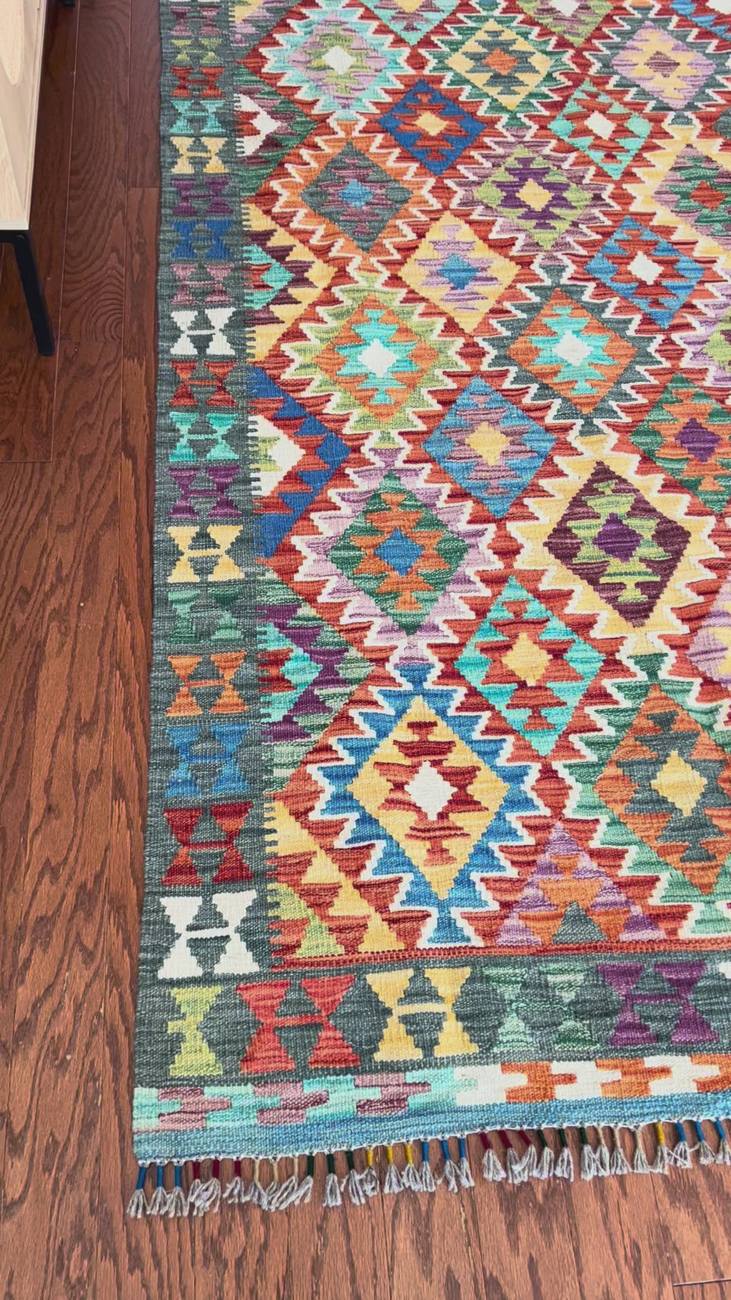 Afghan handwoven tribal living room rug / carpet 10 x 7 FT flatweave 100% wool قالین گلم افغانی اصیل