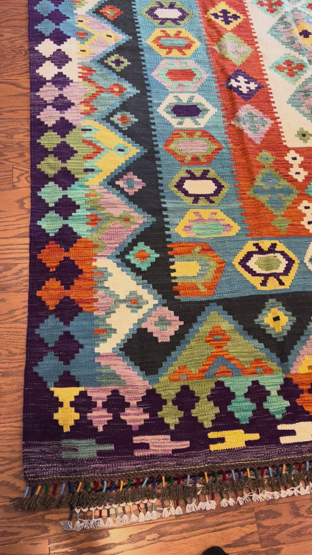 Afghan handwoven tribal living room rug / carpet 10 x 7 FT flatweave 100% wool قالین گلم افغانی اصیل