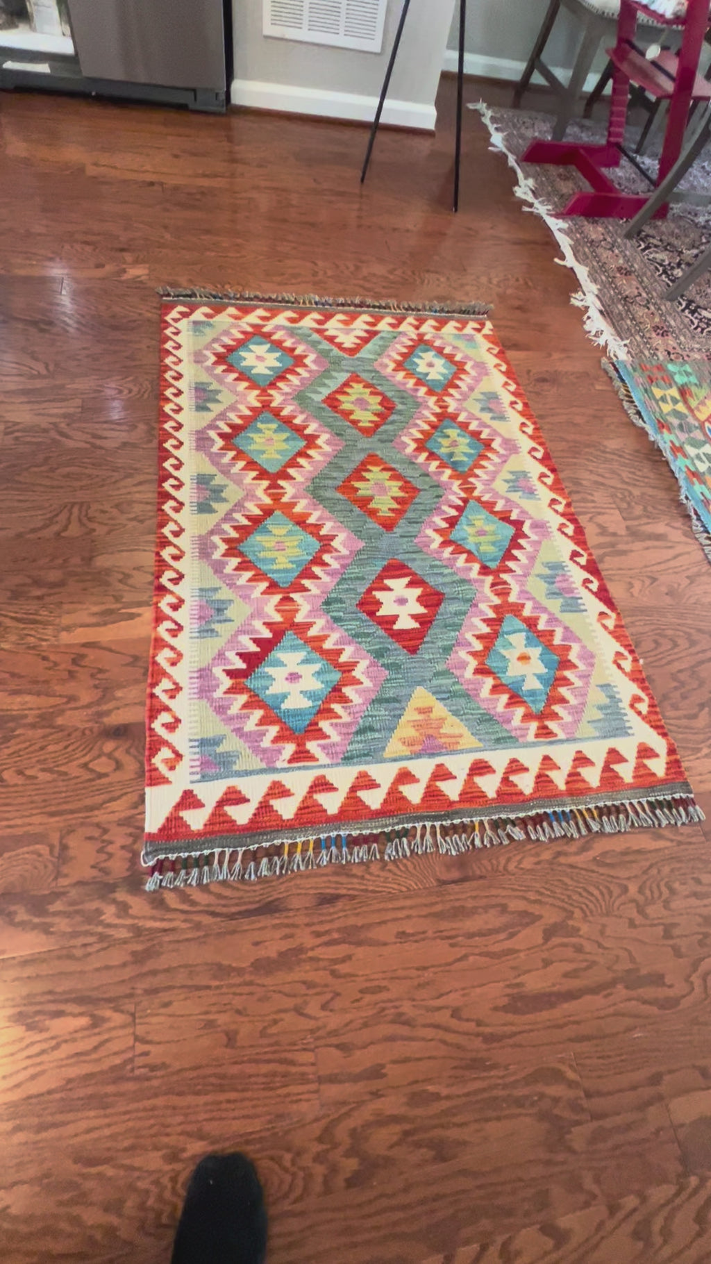 Afghan handwoven small area rug / carpet 4x 3 FT flatweave 100% wool قالین گلم افغانی اصیل